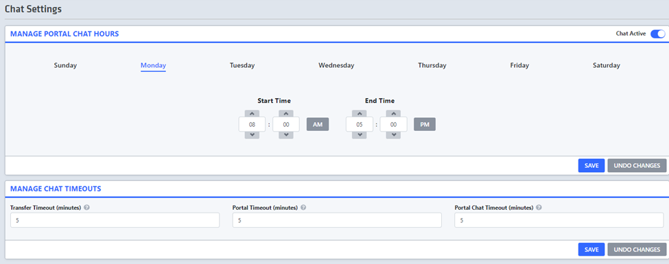 Chat and HR HelpDesk Settings